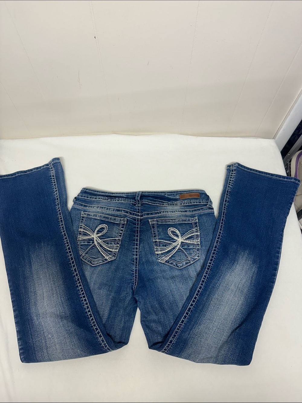 Wallflower Medium Blue Bootcut Jeans with Embroidered Pockets